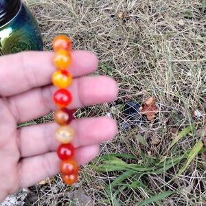 Hand Crafted Fire Agate Stretch Gemstone Bracelet